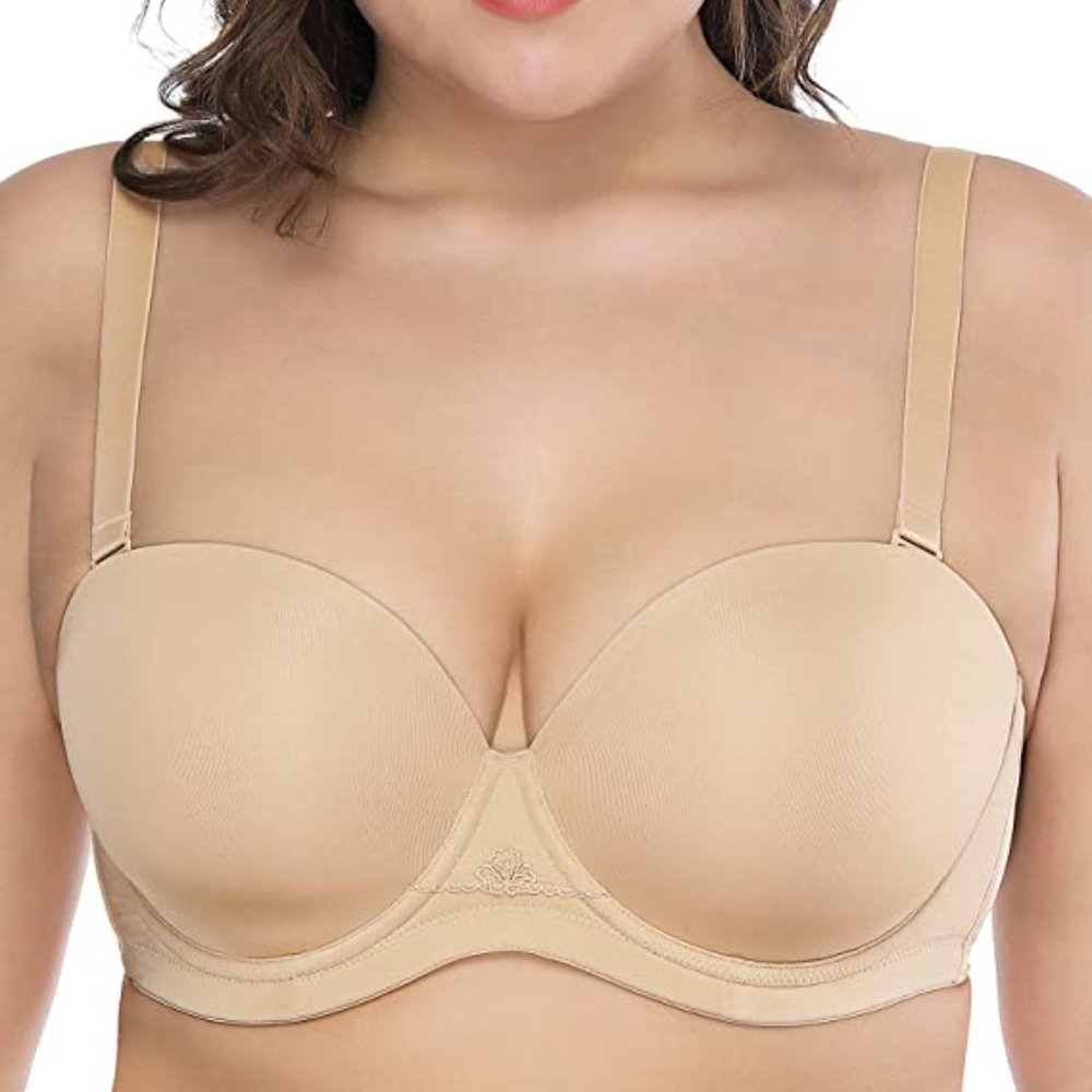 Deyllo Women’s Strapless Bra Underwire Full Coverage Multiway Bra Plus Size